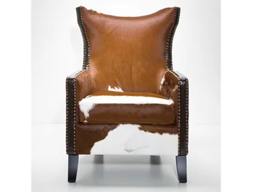 DENVER COW - Upholstered leather armchair with armrests by KARE Design - view 2